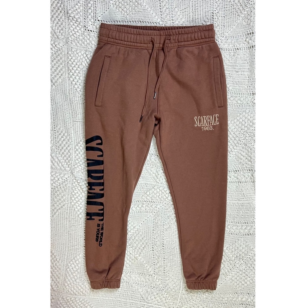 Scarface x Shoe Palace womens Size Small Sweatpants Joggers Brown Universal 1983